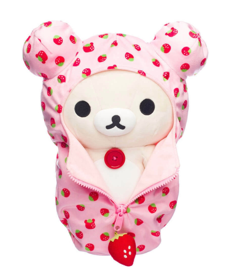 🍓 Korilakkuma San-X Original Strawberry Pattern Pink Sleeping Bag Plush