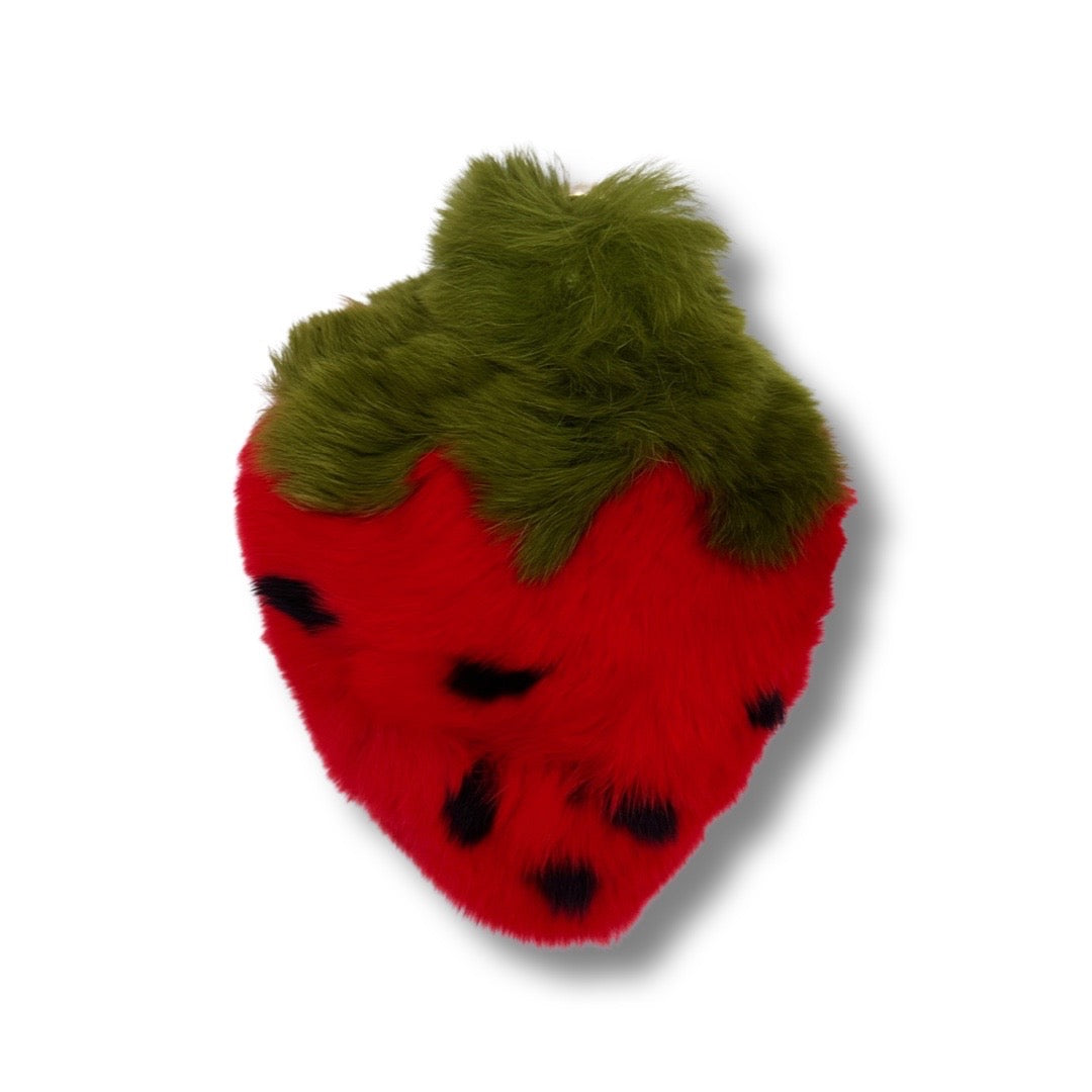 🍓 Fluffy Strawberry Keychain - Red