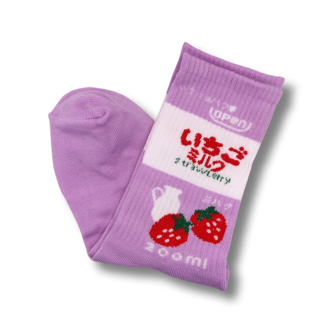 🍓 Strawberry Milk Crew Socks - Lavender