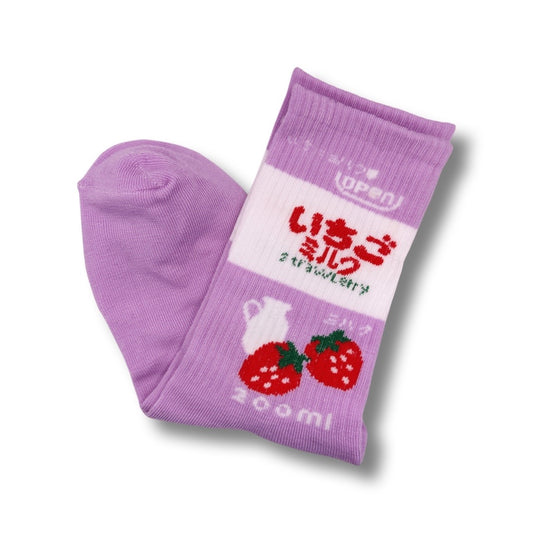 🍓 Strawberry Milk Crew Socks - Lavender